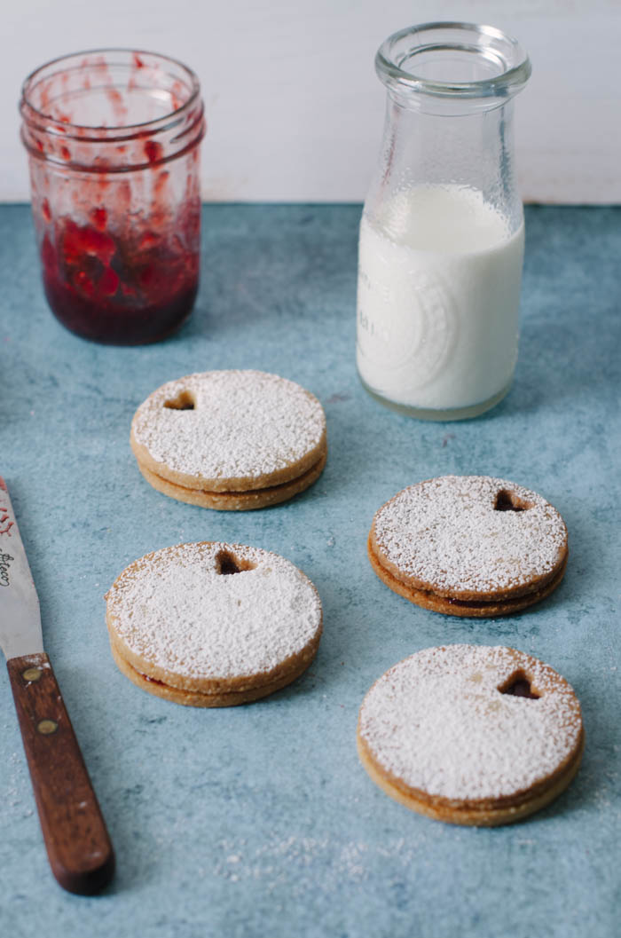 Brown Sugar Linzer Cookies with Strawberry Balsamic Jam