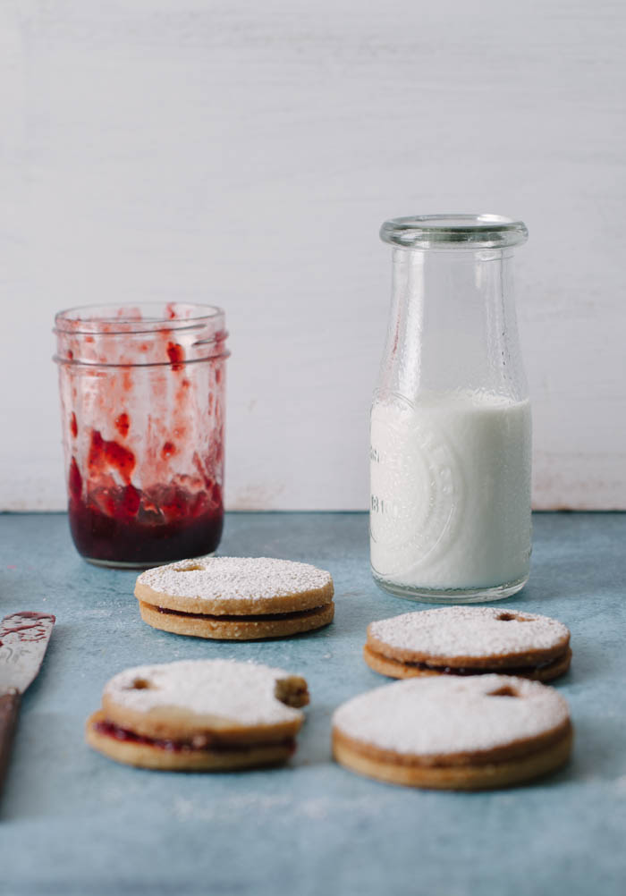 Brown Sugar Linzer Cookies with Strawberry Balsamic Jam