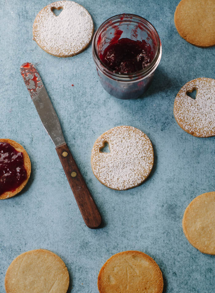 Brown Sugar Linzer Cookies with Strawberry Balsamic Jam