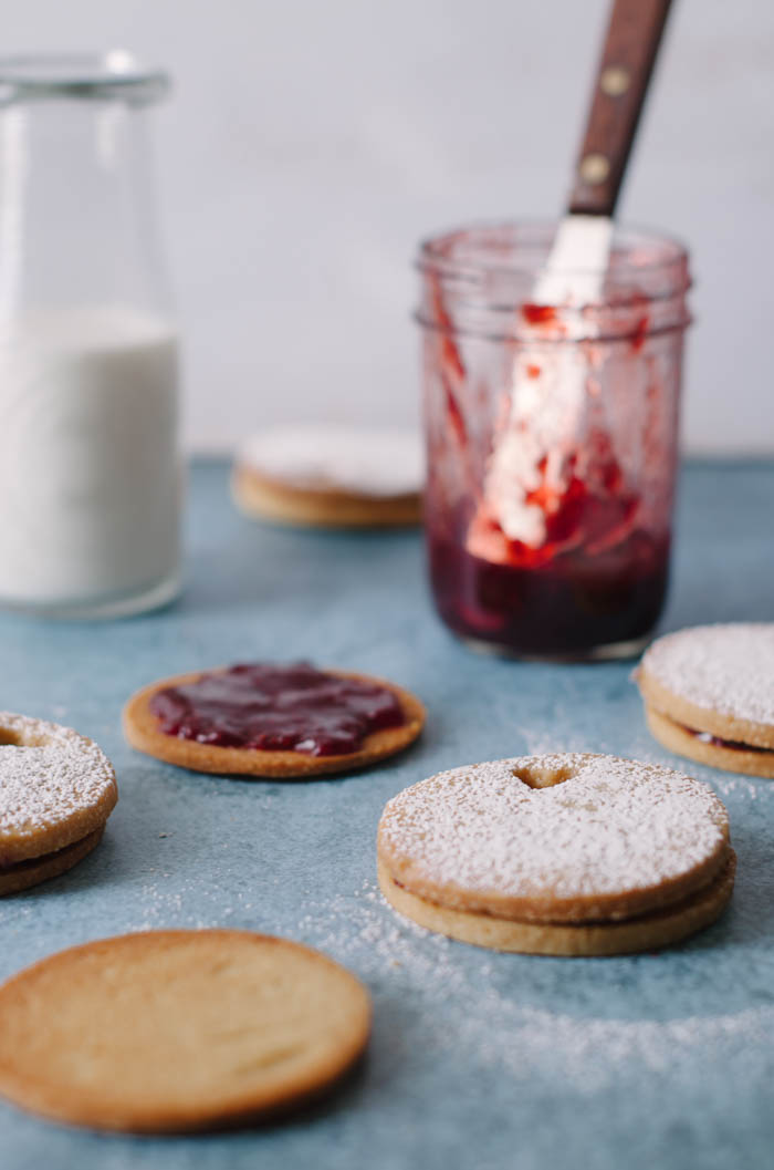 Brown Sugar Linzer Cookies with Strawberry Balsamic Jam