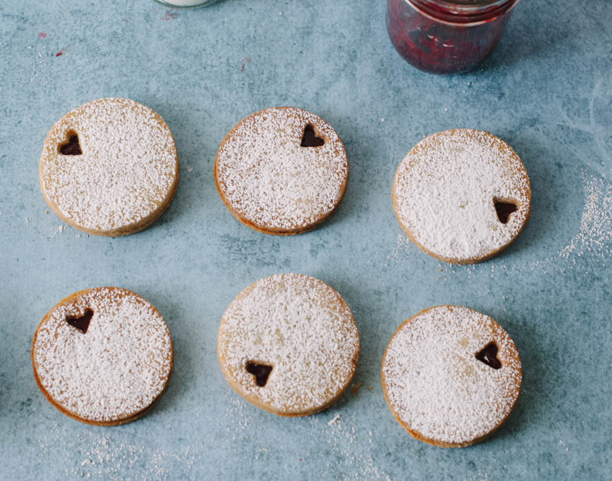 Brown Sugar Linzer Cookies with Strawberry Balsamic Jam