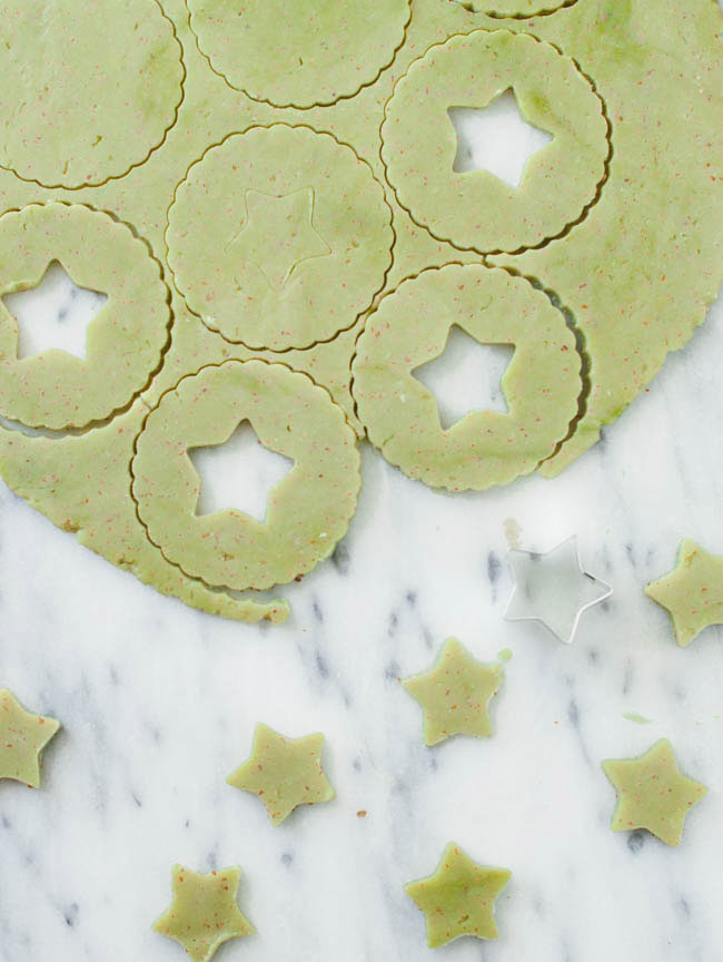 Matcha Linzer Cookies