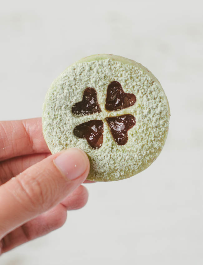 Matcha Linzer Cookies