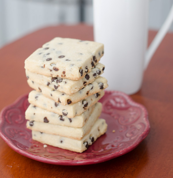 mini chocolate chip shortbread cookies