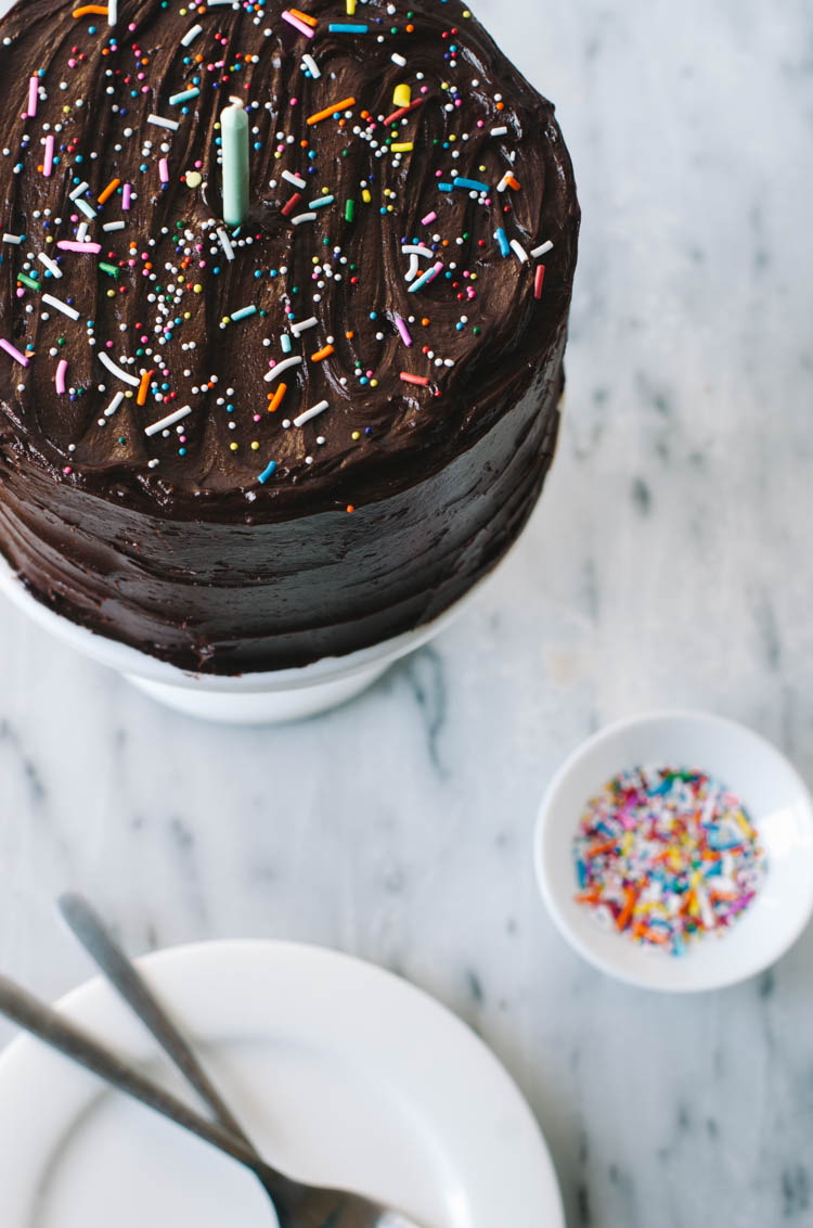 Yellow Cake with Chocolate Creme Fraiche Frosting