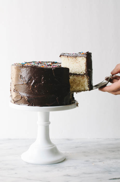 Yellow Cake with Chocolate Creme Fraiche Frosting