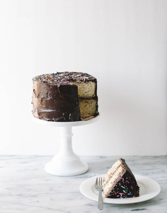 Yellow Cake with Chocolate Creme Fraiche Frosting