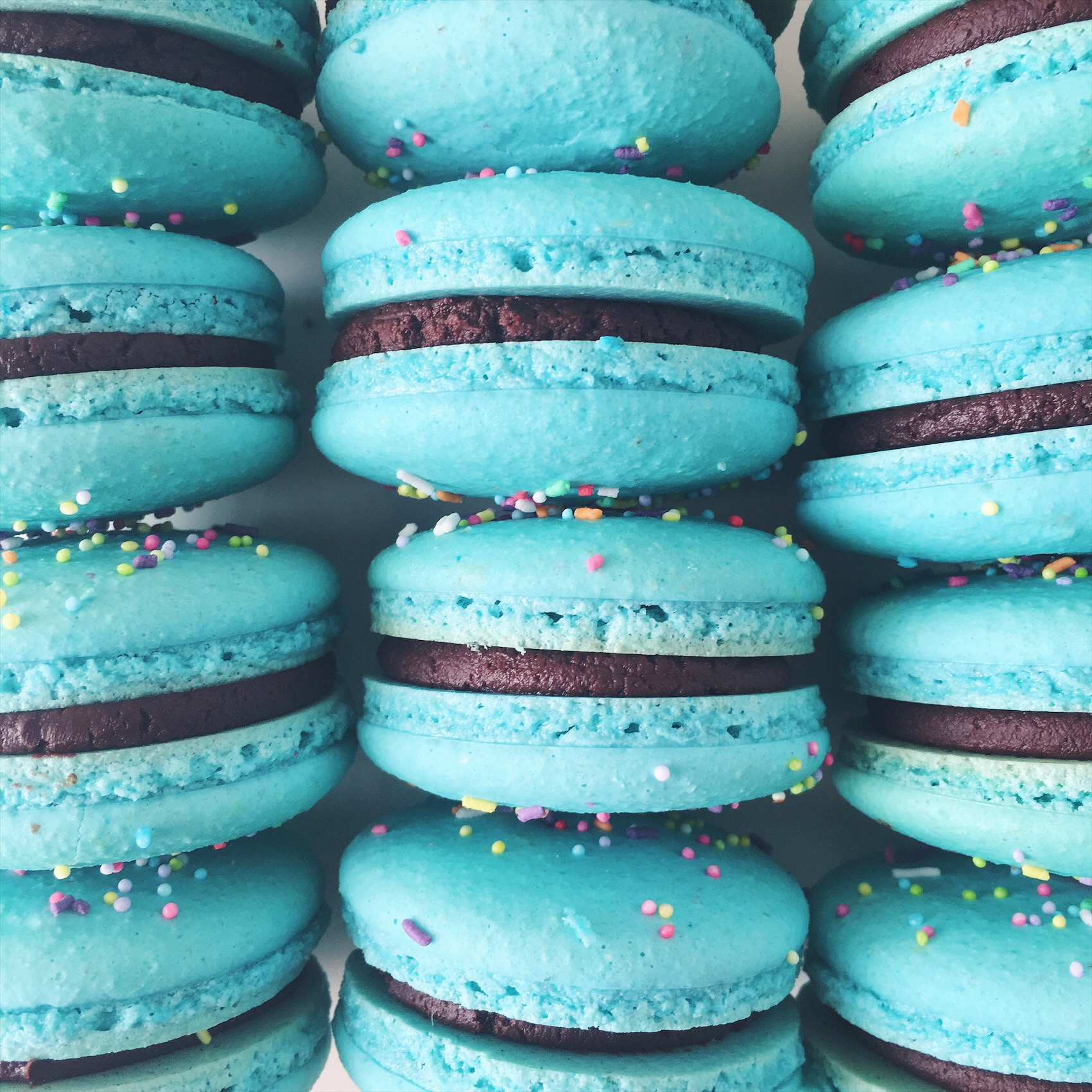 Blue Chocolate Macarons