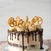 Bar Snack Cake- Chocolate Stout Cake with Peanut Butter Pretzel Frosting and Stout Ganache