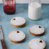 Brown Sugar Linzer Cookies with Strawberry Balsamic Jam